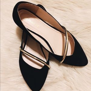 Black Flats with Gold Accent